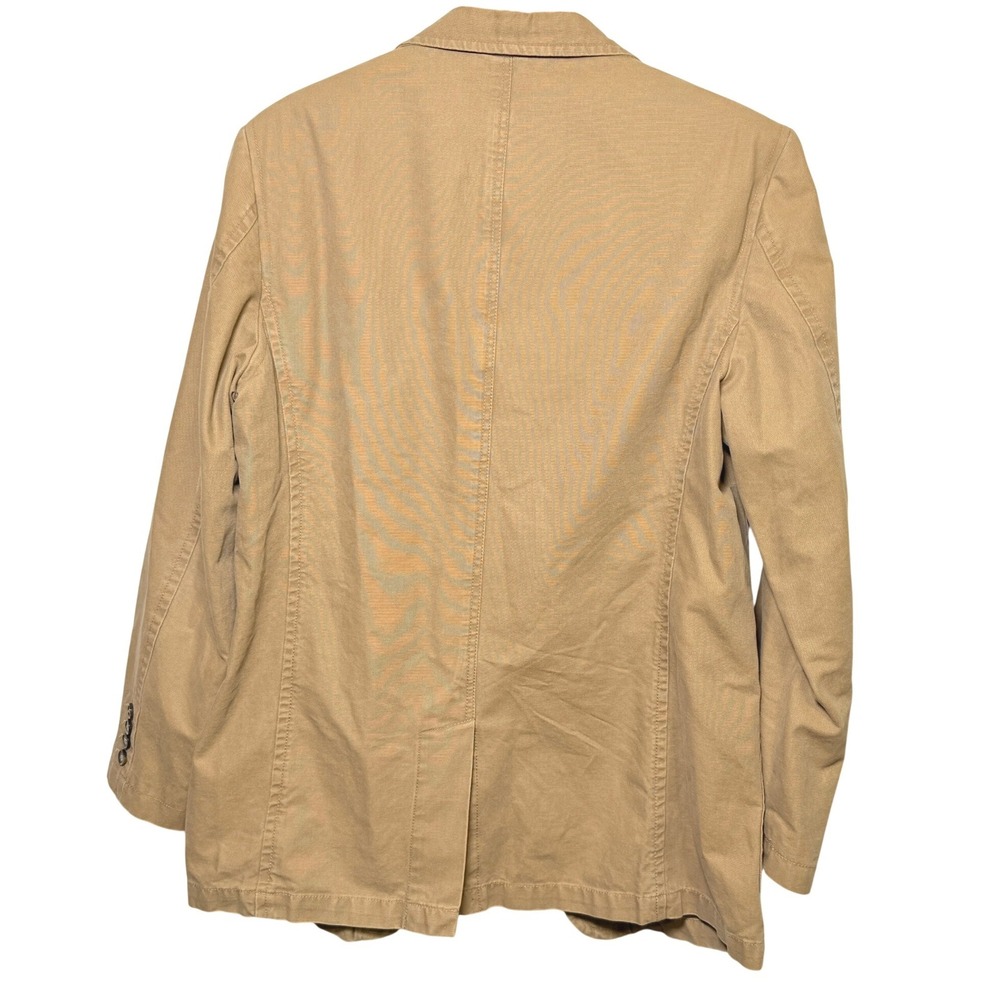 IZOD Mens Tan Khaki Cotton Canvas Blazer Chore Jacket Plaid Lined Large 4553042 - Picture 8 of 12